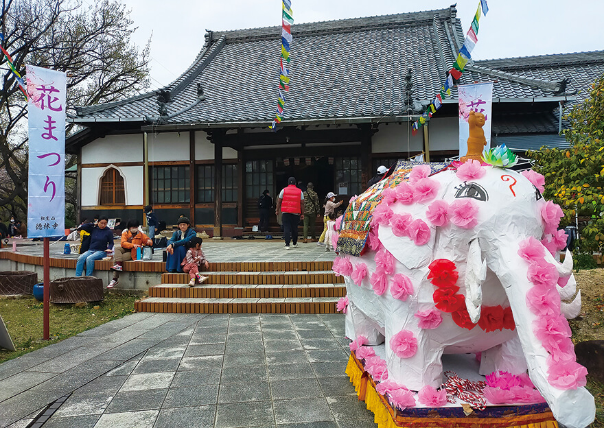 徳林寺の境内で開催された「花まつり」での一コマ。